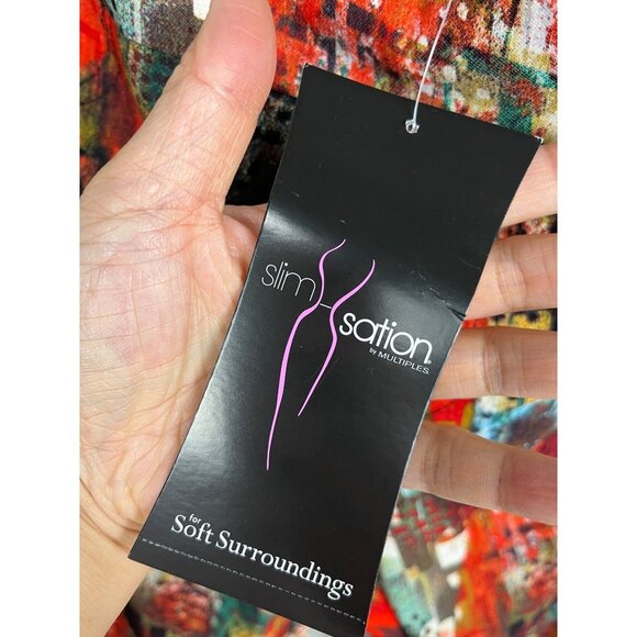 (NWT) Soft Surroundings Straight leg Ankle pants M red watercolor - Picture 8 of 10